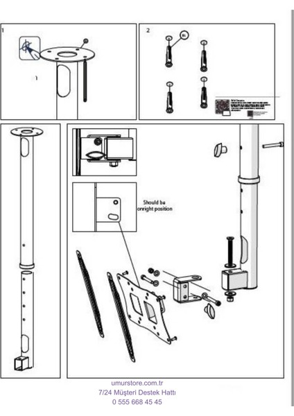OV32300 32” 82 Ekran Uydu Alıcılı Smart Webos LCD LED Televizyon Hareketli Tavan Askı Aparatı fırsatları