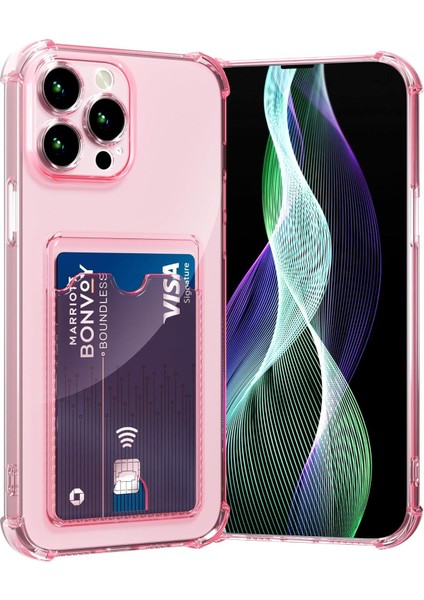 Apple iPhone 16 Pro Max Kılıf Kartlıklı Anti Şok Korumalı Şeffaf Silikon