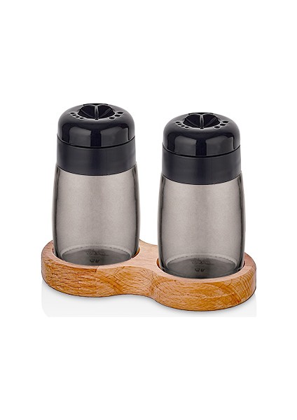 Ahşap Standlı 2'li Cam Tuzluk Karabiberlik Seti - Modern Baharat Takımı - Ayarlanabilir Kapak fiyatları