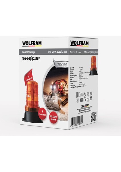 LED Tepe Döner Ikaz Lambası 7 Fonksiyon 12V/24V E-Belgeli 40W - Wolfram 31151 fiyatları