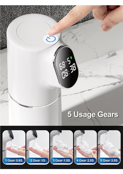 Otomatik Sabun Dağıtıcı 5 Seviyeli Ayar Ipx6 Suya Dayanıklı Köpük Sabun Dispenser LED Zaman ve Sıcaklık Ekranı (Yurt Dışından) fırsatları
