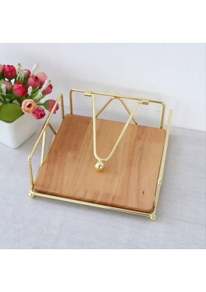 Masif Ahşap Doku Tutucu Ana Sayfa Peçete Konteyneri Hotel Restoran Dekorasyonu Için Altın Metal Peçete Doku Kılıfı, D (Yurt Dışından) fırsatları