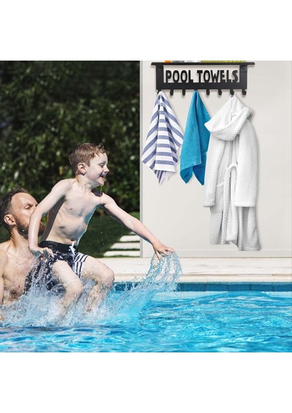 Raflı Havuz Havuz Rafları Açık Havuz Dekor Duvar Montaj Havlu Kanca Havlu Tutucu 8 Kanca Havlu Depolama Askısı (Yurt Dışından) fırsatları