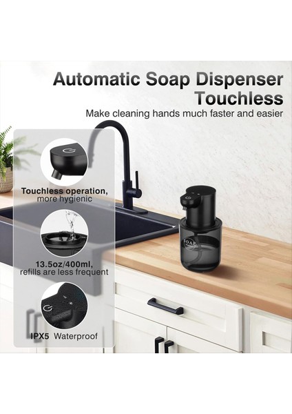 Otomatik Sabun Dağıtıcı Dokunmasız, 4 Seviyeli Ayarlanabilir Köpük El Sabunu Dağıtıcı, Otomatik Sabun Dağıtıcı Duvar Montajı, Siyah (Yurt Dışından) modelleri