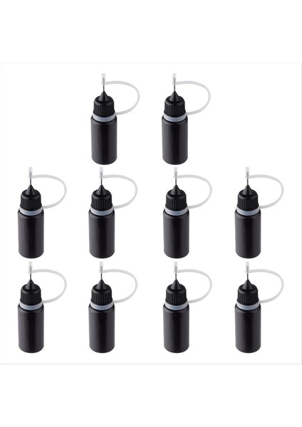 10PCS Hassas Uç Aplikatör Şişeler Siyah Metal Iğne Plastik Şişe 10ML Hassas Uç Aplikatör Şişeler (Yurt Dışından)