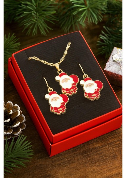 Noel Baba Yılbaşı Kutulu Zincir Kolye Set