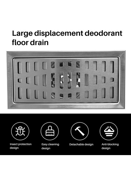 Büyük Traffik Paslanmaz Çelik Banyo Duş Kare Atık Atıkları Grahi Sıhhi 20CM X10CM Zemin Tahliye (Yurt Dışından) fiyatları