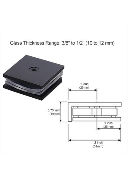 Pirinç Cam Kelepçesi, Cam Delik Sabit Panel U-Clamp, 5/16 Inç Ila 1/2in Için Banyo Için Kare Ekran Kapı Donanımı, Chrome (Yurt Dışından) modelleri