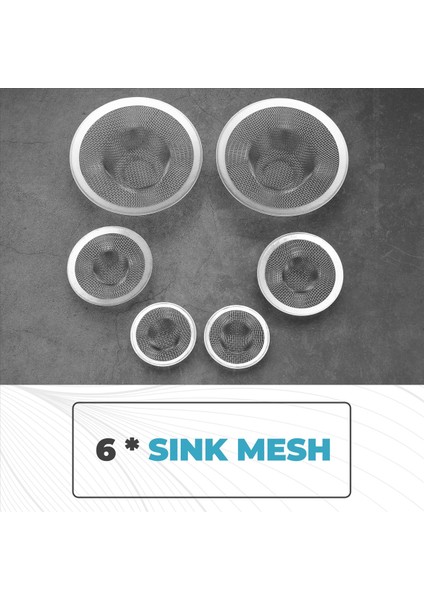 6pcs Mutfak Banyo Lavabosu Örgü Süzgeç Paslanmaz Çelik, Büyük Orta ve Küçük (6 Paket) (Yurt Dışından) indirimleri
