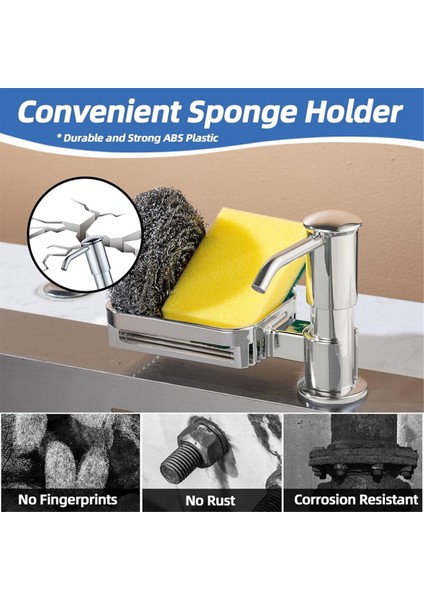 Mutfak Lavabo Için Sabun Dağıtıcı, Sünger Tutucu ile Sabun Dağıtıcı Pompası, Karşı Abs Pompası Başlıkları Gümüş (Yurt Dışından) indirimleri