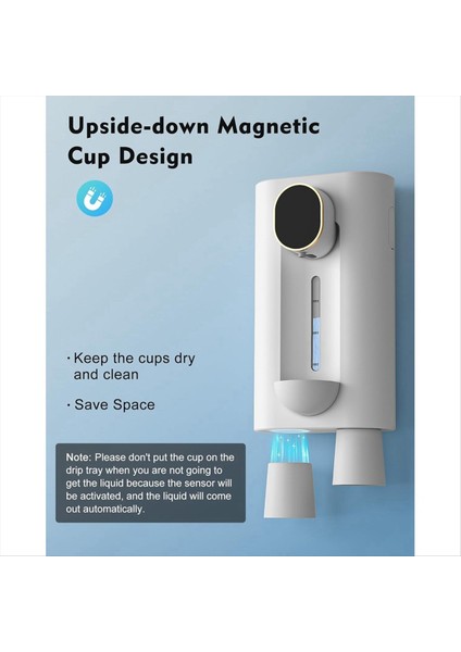 Banyo Için Ağız Yıkama Dağıtıcı, 18.26 Oz (540ML) Dokunsuz Otomatik Ağız Yıkama Dağıtıcı Manyetik Bardaklar Beyaz (Yurt Dışından) fırsatları
