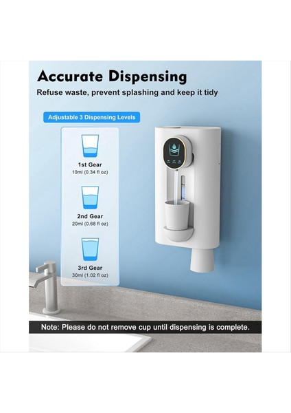 Banyo Için Ağız Yıkama Dağıtıcı, 18.26 Oz (540ML) Dokunsuz Otomatik Ağız Yıkama Dağıtıcı Manyetik Bardaklar Beyaz (Yurt Dışından) indirimleri