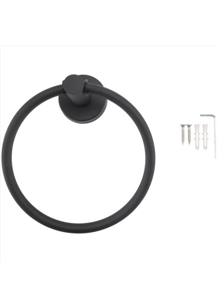 Banyo Için Havlu Yüzüğü, El Havlusu Tutucu Yuvarlak Havlu Askı Duvar Montajı 304 Paslanmaz Çelik Fırçalanmış Kaplama (Siyah) (Yurt Dışından)