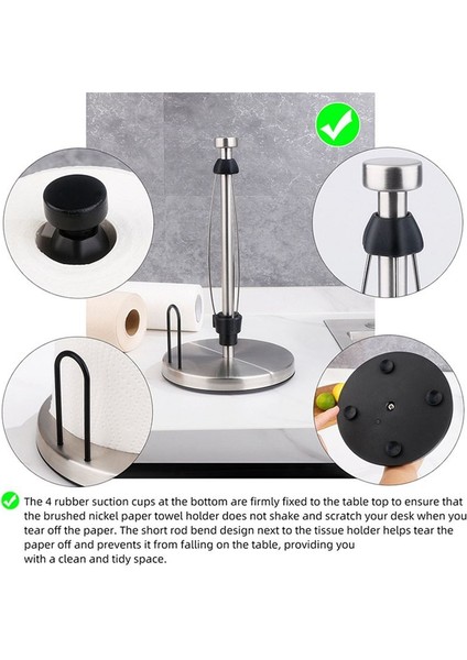 Kağıt Havlu Tutucu Tezgahı, Mutfak Için Uygun Sönümlemeli Banyo Tabanlı Dikey Kağıt Havlu Tutucu (Siyah) (Yurt Dışından) modelleri