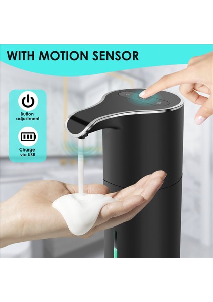 Otomatik Sabun Dispenser Siyah, Köpük Sabunu Dispenser Şarj Edilebilir Şaşırtıcı Olmayan Otomatik Sabun Dispenseri Banyo Için (Yurt Dışından) indirimleri