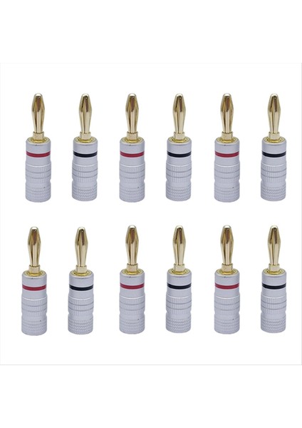 12 Pcs 4mm Audio Jack Konnektörü Muz Fişleri Ses Jack Konnektörü, 24K Altın Çift Vidalı Kilit Hoparlör Konnektörü (Yurt Dışından)