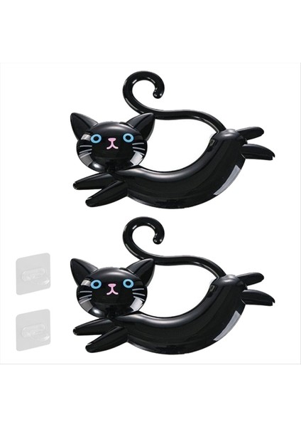 Duvara Monte Kedi Şeklindeki Havlu Çubuğu, Yumruksuz Sevimli Havlu Rafı, Karikatür Havlu Rafı Kapının Arkasında Siyah (Yurt Dışından)