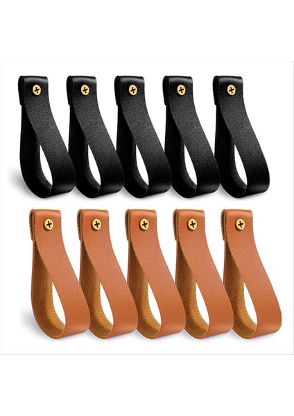 10PCS Deri Perde Çubuk Tutucu, Deri Perde Çubuk Braketi, Pu Ahşap Perde Çubuk Için Deri Döngü Kayışı, Kayış Duvar Kancaları (Yurt Dışından)