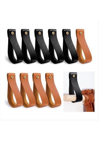 10PCS Deri Perde Çubuk Tutucu, Deri Perde Çubuk Braketi, Pu Ahşap Perde Çubuk Için Deri Döngü Kayışı, Kayış Duvar Kancaları (Yurt Dışından) fiyatları