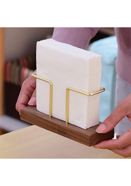 Masalar Için Peçete Sahibi, Ceviz Ahşap Parlak Metal Tutucu Mutfak ve Restoran Için Ayrı Doku Dispenserleri B B (Yurt Dışından) fiyatları