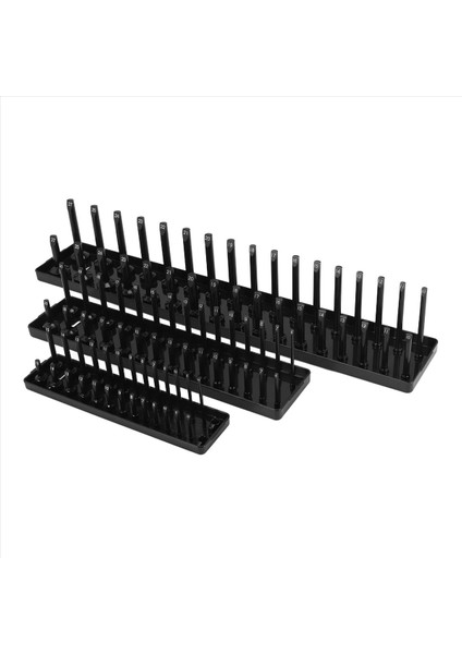 3pc Socket Organizatör Tepsi Seti Siyah Metrik Soket Tepsileri 1/4inch 3/8inch &amp; 1/2inch Derin ve Gölge Soket Tutucuları (Yurt Dışından)