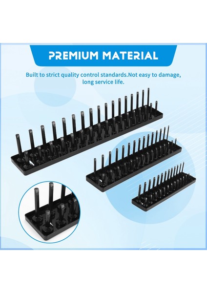 3pc Socket Organizatör Tepsi Seti Siyah Metrik Soket Tepsileri 1/4inch 3/8inch &amp; 1/2inch Derin ve Gölge Soket Tutucuları (Yurt Dışından) indirimleri