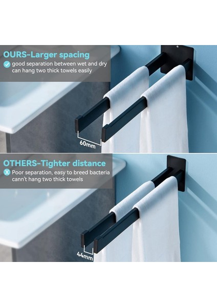 Havlu Ray Yok Sondaj Gerektirmez Kendi Kendine Yapışkan Çift Kare Paslanmaz Çelik Duvar Banyo ve Mutfak Için Monte 40 cm (Yurt Dışından) indirimleri