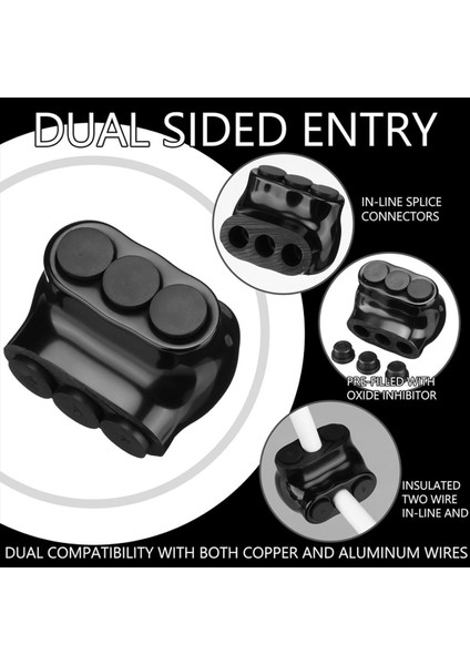 5 Pcs Siyah Yalıtımlı Çoklu Kablo Konektörü, 3 Bağlantı Noktası Elektrikli Tel Konektör ve Lehimleme Pabuçları, Kablo Ekleyicileri 14-4AWG (Yurt Dışından) modelleri