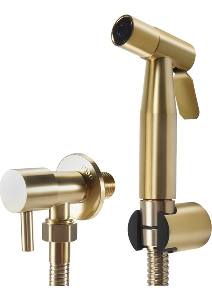 Banyo Tuvalet Bide Musluk Kiti Fırçalanmış Altın Duvara Monte Bide Püskürtücü Duş Kapanma Valfı (Yurt Dışından)