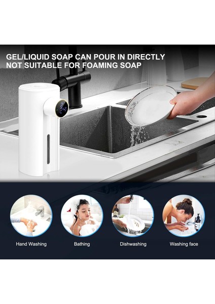 Dokunulmaz Otomatik Köpük Sabun Dağıtıcı 11.83 Oz, 5 Ayarlanabilir Seviye, Mutfak ve Banyo Sıvı Beyaz Için Uygun (Yurt Dışından) indirimleri