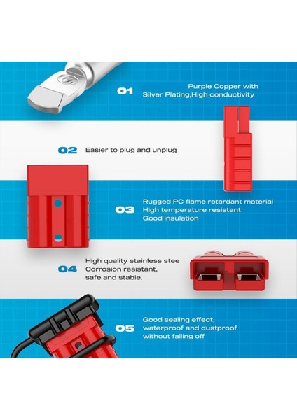 Anderson Konnektörü, 50AMP 6-12 Gauge Pil Hızlı Toz Fişi ile Bağlanın 12V-36V Anderson Fiş Bağlantısı Kesiliyor (Yurt Dışından) modelleri