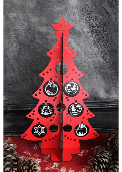 Işıklı Kırmızı Yılbaşı Ağacı Dekoru, Şık ve Parlak Yeni Yıl Süslemesi fırsatları