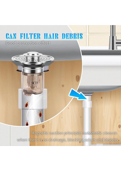 Athroom Lavabo Durdurucu ve Lavabo Tahliye Süzgeci 2 1 Arada Saç ve Enkaz 1,34-1.46 Inç Drenaj Delikleri Için Uygun (Yurt Dışından) fırsatları