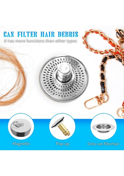 Athroom Lavabo Durdurucu ve Lavabo Tahliye Süzgeci 2 1 Arada Saç ve Enkaz 1,34-1.46 Inç Drenaj Delikleri Için Uygun (Yurt Dışından) indirimleri