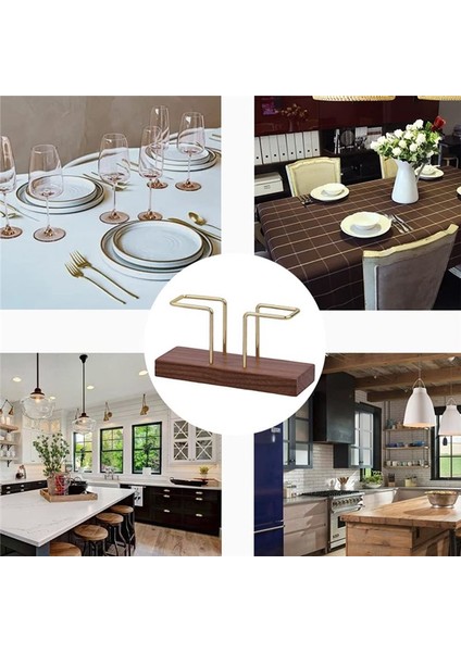 Masalar Için Peçete Sahibi, Ceviz Ahşap Parlak Metal Tutucu Mutfak ve Restoran Için Ayrı Doku Dispenserleri B B (Yurt Dışından) indirimleri