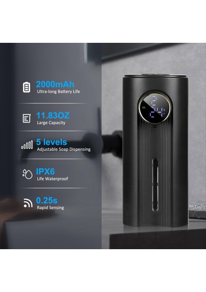 Dokunulmaz Otomatik Köpük Sabun Dağıtıcı 11.83 Oz, 5 Ayarlanabilir Seviye, Mutfak ve Banyo Sıvı Siyahı Için Uygun (Yurt Dışından) fiyatları