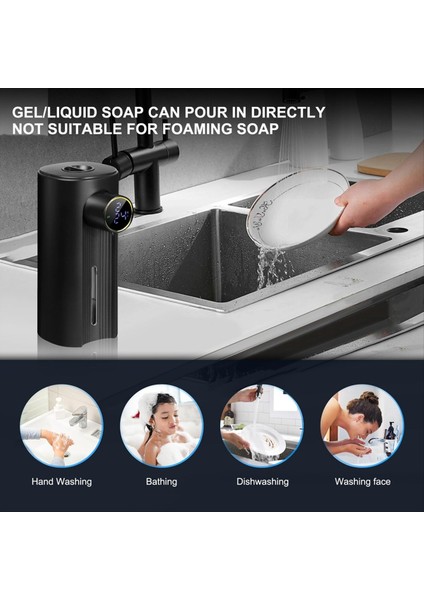 Dokunulmaz Otomatik Köpük Sabun Dağıtıcı 11.83 Oz, 5 Ayarlanabilir Seviye, Mutfak ve Banyo Sıvı Siyahı Için Uygun (Yurt Dışından) indirimleri