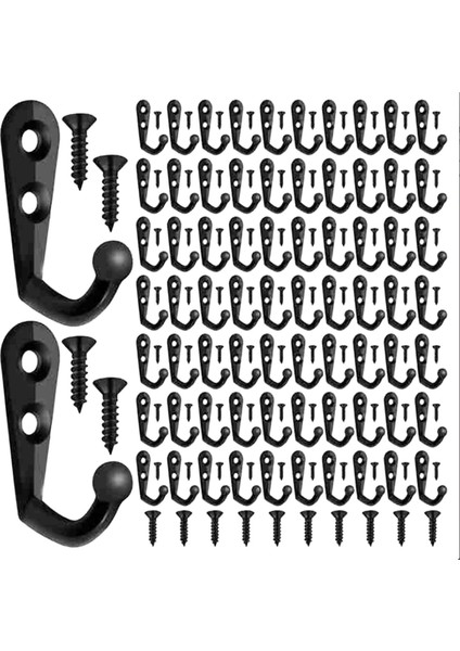 100 Adet Çift Deliğe Monte Tek Kanca Bornoz Kanca Kancası ve Asmak Için 210 Parça Vida (Yurt Dışından)