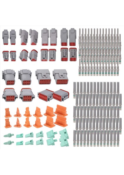188PCS Deutsch Dt 2,3,4,6,8 ve 12 Pin Konfigürasyonunda 16 Katı Kontakla Gri Konektör Kiti, Otomotiv Konektörleri (Yurt Dışından)