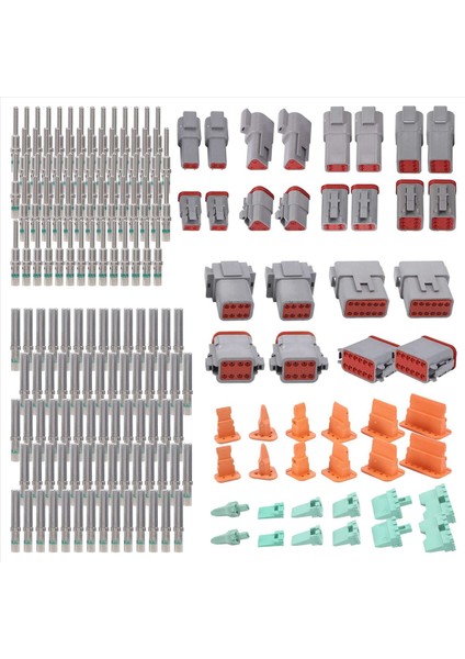 188PCS Deutsch Dt 2,3,4,6,8 ve 12 Pin Konfigürasyonunda 16 Katı Kontakla Gri Konektör Kiti, Otomotiv Konektörleri (Yurt Dışından) modelleri