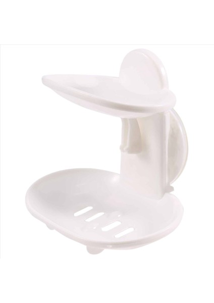 Çift Sabun Çanak Duş Banyosu Için Güçlü Emme Sabun Tutucu Tepsisi (Beyaz) (Yurt Dışından)