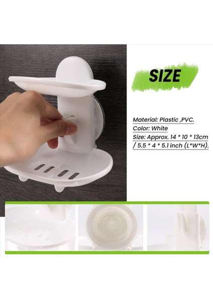 Çift Sabun Çanak Duş Banyosu Için Güçlü Emme Sabun Tutucu Tepsisi (Beyaz) (Yurt Dışından) fırsatları