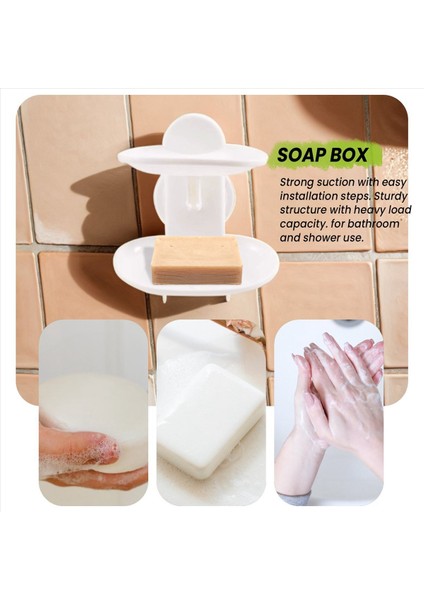 Çift Sabun Çanak Duş Banyosu Için Güçlü Emme Sabun Tutucu Tepsisi (Beyaz) (Yurt Dışından) indirimleri