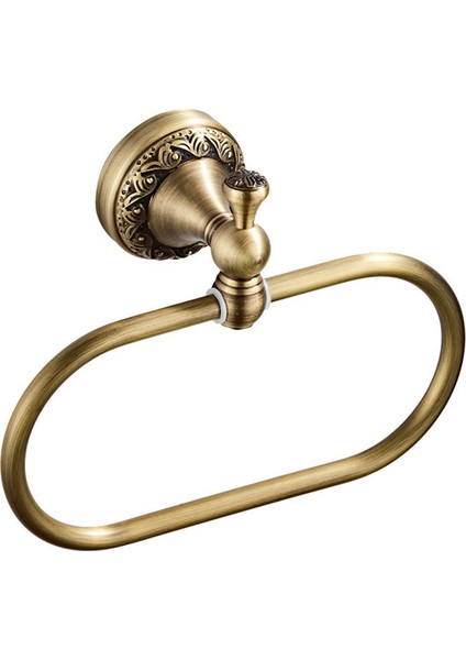 Oval Havlu Yüzüğü Antika Pirinç Zarif Desen Oyma Askı El Havlu Tutucu Için Banyo Mutfak Aksesuarları (Yurt Dışından)