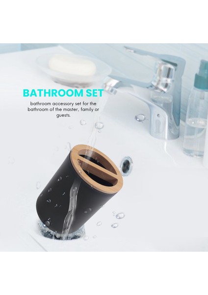 6 Parçalı Bambu Banyo Aksesuarı Seti Losyon Dağıtıcı ile Çevre Dostu Tuvalet Aksesuar Seti Vb. Siyah (Yurt Dışından) fırsatları