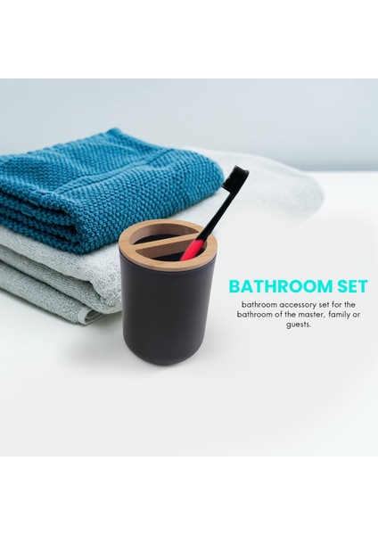 6 Parçalı Bambu Banyo Aksesuarı Seti Losyon Dağıtıcı ile Çevre Dostu Tuvalet Aksesuar Seti Vb. Siyah (Yurt Dışından) indirimleri