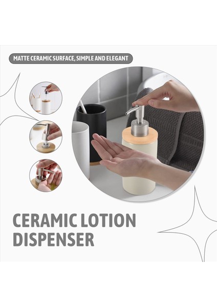 400ML Seramik Sabun Dispenser, Iskandinav Stili, Losyon Dispenser Sabun Dispenser Mutfak ve Banyo -Grey (Yurt Dışından) indirimleri