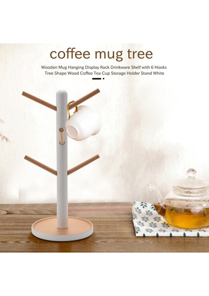 Ahşap Kupa Asma Ekran Raf Içecek Sware Rafı 6 Kancalı Ağaç Şekli Ahşap Kahve Çay Fincan Saklama Tutucusu Stand Beyaz (Yurt Dışından) fiyatları