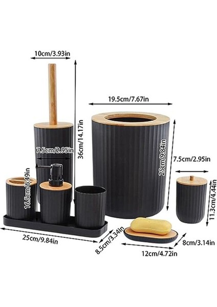 Bambu ve Ahşap Ürünler Yıkama Seti, Banyo Malzemeleri Seti, Plastik Tepsi Sekiz Parçalı Set Banyo Kiti (Yurt Dışından) fiyatları