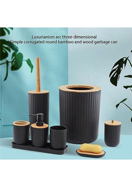 Bambu ve Ahşap Ürünler Yıkama Seti, Banyo Malzemeleri Seti, Plastik Tepsi Sekiz Parçalı Set Banyo Kiti (Yurt Dışından) indirimleri